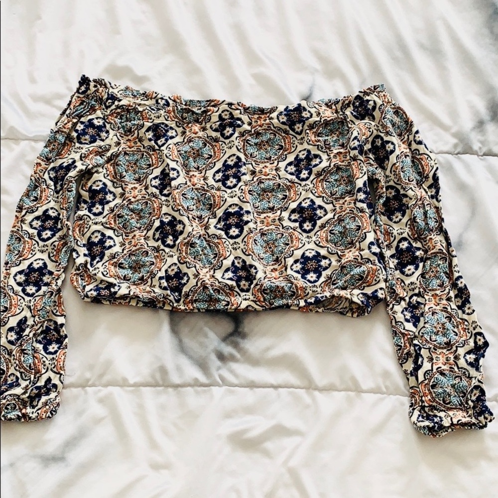H&M Paisley Print Off The Shoulder Crop Top